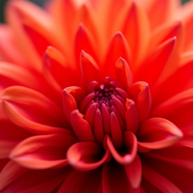 Macro di un fiore di dalia dai colori vivaci, petali fitti e vibranti.